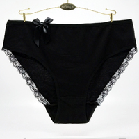 Culottes sexy en coton pour femme avec nœud mignon, taille haute, couleur unie, dentelle