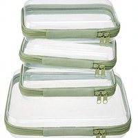 Lot de 4 pochettes rigides transparentes en PET avec fermeture éclair pour sacs à couches et organiseurs de cosmétiques de voyage