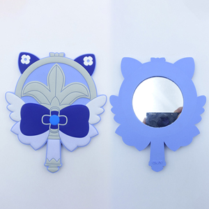 Custom Logo 3d Pvc Mirror Frame Panel Rubber Silicone Cute Hand Held Handheld Mirror Portable Mini Makeup Compact Pocket Mirror