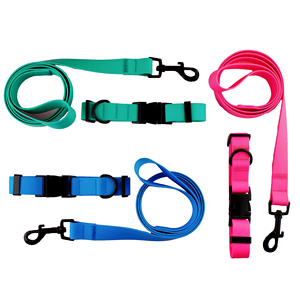 Juego de collar y correa impermeables de PVC de silicona para cachorros duraderos con cintas personalizadas e impresión para entrenamiento - Product Image 1