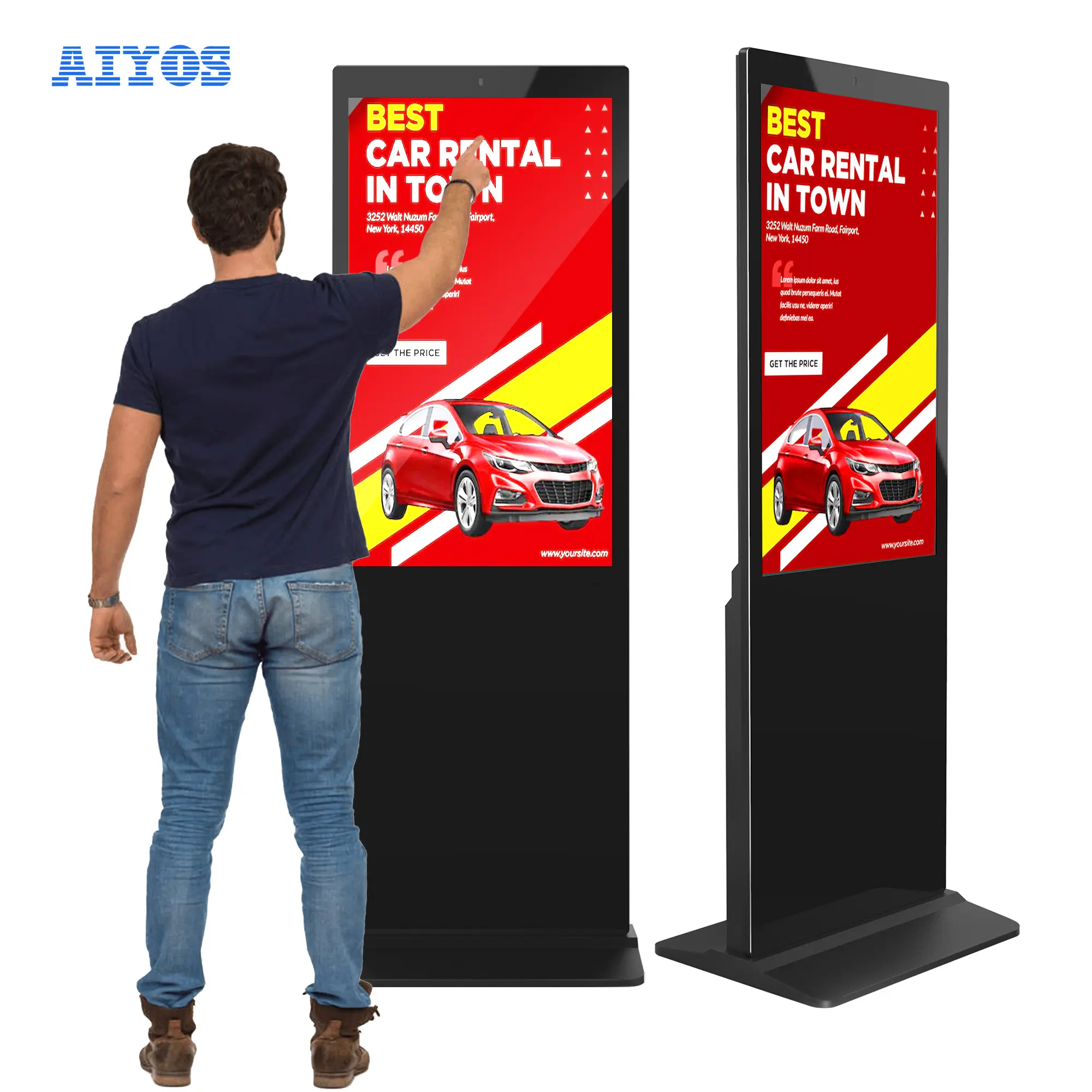 43 65 Inch vertical Digital Signage with CMS Capacitive Touch Screen Display Totem Board Monitor Lcd Advertising Kiosk