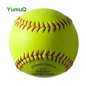 YumuQ 12 ''आधिकारिक आकार सुरक्षा चमड़े सॉफ्टबॉल बेसबॉल धीमी पिच गेंदों प्रशिक्षण और मनोरंजक खेलने के लिए