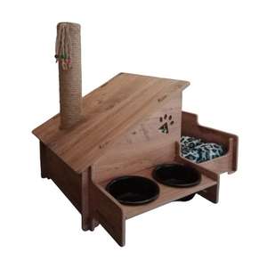 Cuccia Moderna per Gatti in Legno MDF Naturale con Motivo Animale Personalizzato e Cuscini Rimovibili - Product Image 4