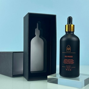 Botella de Vidrio Esmerilado Mate Redonda de Lujo para Cosméticos, 50 ml, para Suero Facial, 30 ml, 50 ml, 100 ml, Botella con Gotero para Aceites Esenciales, con Caja - Product Image 1