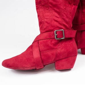 Bottes de danse latine brodées artistiquement de haute qualité pour femmes, design unique, en daim, pour la danse de salon, le jazz et les danses sociales, fabrication en usine - Product Image 6