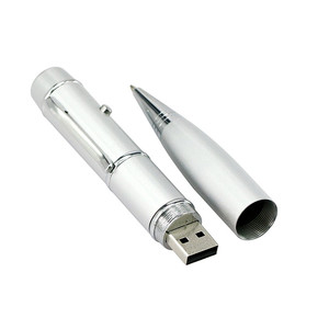 Memoria USB 2.0 con Forma de Bolígrafo Plateado y Negro, 1GB 2GB 4GB 8GB 16GB 32GB, Portátil, con Grabado Láser Gratuito - Product Image 1