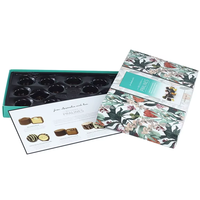 Boîte à chocolat personnalisée à deux compartiments avec impression florale et insert en plastique pour l'emballage de confiseries, les coffrets cadeaux et la présentation en magasin