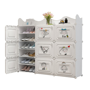 Simple Shoe Cabinet Plastic Multi Layer Dustproof Freestanding Shoe Rack For Home Bedroom Indoor Use Modern Design - Product Image 5
