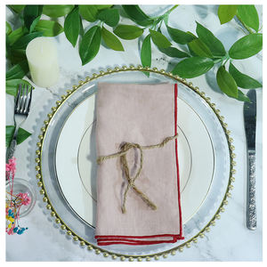 Serviette en lin moderne faite à la main serviette de salle à manger réutilisable conception unie usage domestique couleur et Logo personnalisables mariages en gros - Product Image 6