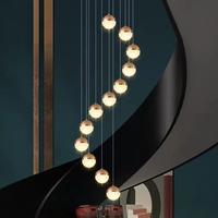 Lustre en verre de grande taille à 16 ou 18 lumières, nouveau style tendance, fonction de télécommande à intensité variable pour escalier