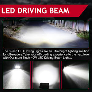 Un par de 2PCS Lente de PC transparente o ámbar 40W <span class=keywords><strong>Spot</strong></span> Driving Beam Impermeable Offroad 3 pulgadas Led Light Pods - Product Image 4