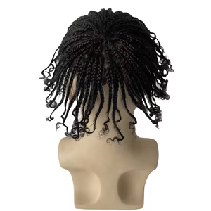 Peluca de <span class=keywords><strong>Cabello</strong></span> Humano <span class=keywords><strong>para</strong></span> <span class=keywords><strong>Hombres</strong></span> Negros con <span class=keywords><strong>Trenzas</strong></span> de Ganchillo, Mono Toupee con Encaje Plegado <span class=keywords><strong>en</strong></span> la Parte Delantera, Prótesis Capilar India - Product Image 5