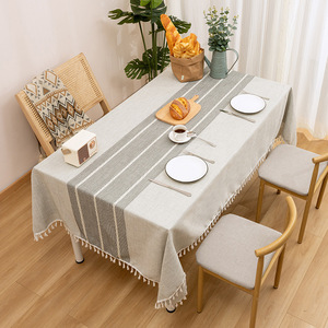 Mantel de algodón y <span class=keywords><strong>lino</strong></span> de estilo superventas al por mayor cubierta de mesa de Casa Nórdica sin lavar - Product Image 1