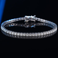 Bracelet tennis classique en argent sterling S925 plaqué rhodium avec zircon cubique de 3 mm et pierres multicolores pour femme - Vente en gros