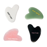 Outil de soin du visage en jade vert en gros, outil Gua Sha personnalisé avec logo, Gua Sha portable en pierre rose et blanche, Gua Sha noir pour le corps