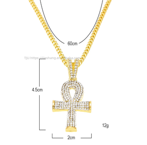 Collar con colgante de llave Ankh egipcia estilo hip hop para hombres y mujeres - Product Image 1