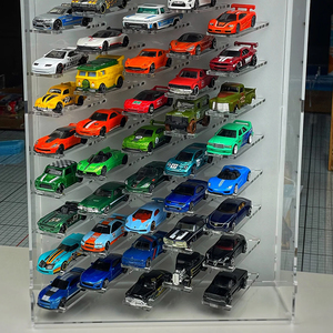 Cao rõ ràng Acrylic hiển thị trường hợp giới thiệu với ánh sáng dẫn cho quy mô 1/64 Diecast nóng bánh xe Matchbox greenlight autoworld xe ô tô - Product Image 5