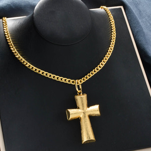 Collar con Colgante de Cruz Grande de Jesús, Chapado en Oro de 18k, para Niños, Unisex, Decoración de Boda, Cobre - Product Image 2