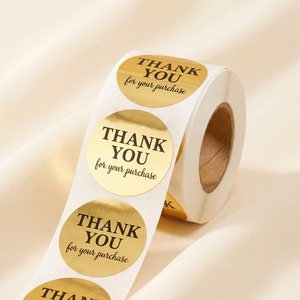 Autocollants de remerciement personnalisés en feuille d'or holographique pour petites entreprises, <span class=keywords><strong>étiquette</strong></span>s circulaires autocollantes pour l'emballage de boîtes cadeaux et d'épicerie - Product Image 3