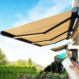 Auvent électrique rétractable moderne à bras incurvé, télécommande, étanche, acrylique, montage au plafond - Product Image 2