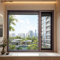 Ventana Abatible de Aluminio para Edificios de Apartamentos con Mosquitera, Rotura de Puente Térmico, Triple Vidrio Low-E, Eficiencia Energética y Aislamiento Acústico para Hogares