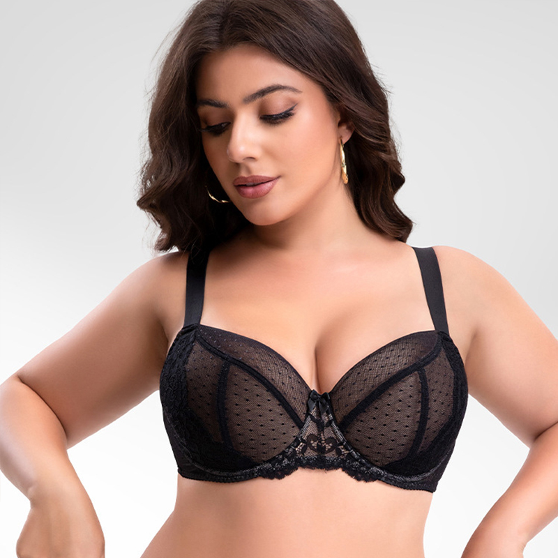 sexy lingerie large breasts Lilgiuy Women No Steel Ring Lace Bra Large Size Big Breast Thin Breathable  Back Button Bra 2022 Fall Winter main image 1