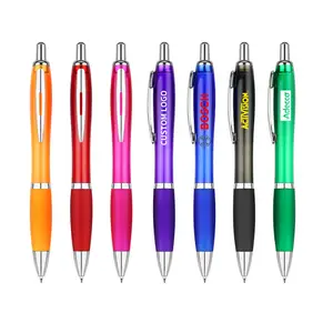 Promotion Large Capacity Colorful Rubber Pen Body Soft Touch Plastic Ballpoint Pen With Custom Logo