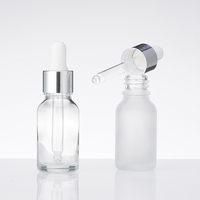 Flacon d'huile essentielle en verre transparent avec compte-gouttes argenté, pour soins de la peau, 5ml 10ml 15ml 20ml 30ml 50ml 100ml