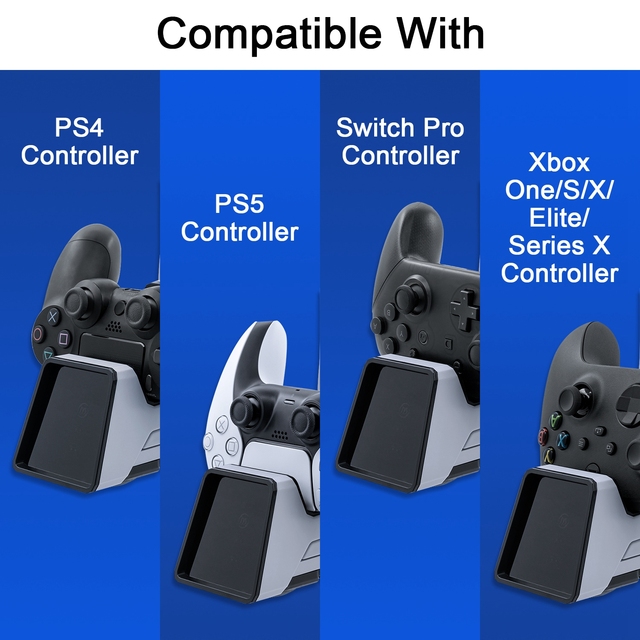 For Dual Controller Charger Headset Holder for for Series X for for Pro Controller Overcurrent/Overheat Protection