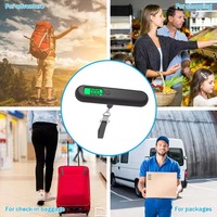 Balance de voyage portable en plastique 50 kg 10 g, petite balance numérique à suspendre avec écran LCD rétroéclairé vert pour bagages