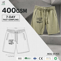 Shorts de survêtement RAMAX 400 GSM épais avec logo personnalisé, kaki, cordon de serrage, poches cargo, streetwear décontracté pour hommes, vente en gros OEM ODM
