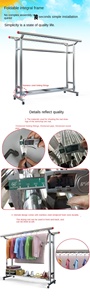 Rak gantungan baju logam Stainless Steel, rak mantel topi berdiri teleskopik Modern - Product Image 6