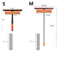Brosse de nettoyage de vitres à long manche 3 en 1 essuie-glace en verre pour miroir de salle de bain nettoyeur de vitres réglable raclette essuie-glace outil de nettoyage