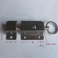 Loquet de porte à ressort en acier inoxydable 58X37mm Bouton de verrouillage coulissant Verrou de barillet Verrou de porte pratique de haute qualité