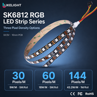 Tira de LED RGB Programable SK6812 DC5V, 30 Píxeles por Metro, SMD5050, Circuito Integrado Incorporado, PCB Blanco/Negro de 10 mm, Luz Digital Flexible