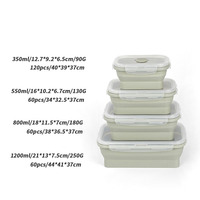 LifeTop Récipient pliable en silicone pour le stockage des aliments, boîte à bento, boîtes à lunch pliables pour les aliments avec couvercles hermétiques