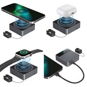 พาวเวอร์แบงค์แม่เหล็กไร้สาย 3-in-1 ความจุ 5000mAh สำหรับสมาร์ทโฟน สมาร์ทวอทช์ และหูฟัง TWS ชาร์จเร็ว 20W สายถอดได้ - Product Image 2