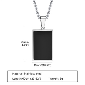 สร้อยคอจี้สี่เหลี่ยมเคลือบเงาสแตนเลสสตีลขายส่ง - Product Image 6