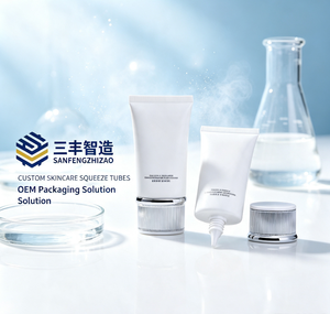 หลอดเครื่องสำอางทรงรีสีขาวแบบแบน ทำจากพลาสติก PE พร้อมฝาเกลียว ป้ายโลโก้แบบกำหนดเอง วัสดุ PP - Product Image 5