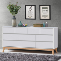 Usine directe milieu du siècle moderne en bois blanc large commode à 10 tiroirs