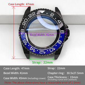 Caja de Reloj Samurai Negra Brillante SKX <span class=keywords><strong>MOD</strong></span> NH35 NH34, Corona a las 3 en Punto, Anillo de Capítulo, Inserto de Cerámica, Piezas de Repuesto para Bisel, Modificación - Product Image 2