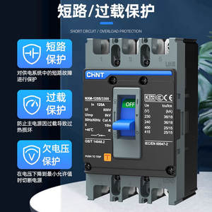 Chint เคสเบรกเกอร์ nxm Air SWITCH 3P 4P เบรกเกอร์สี่สายสามเฟสพร้อม63A 100A 125A ตัวเลือก250A - Product Image 1
