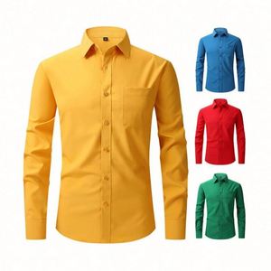 Customized Silk Screen Printed Long Sleeve <b>Shirt</b> High Quality Spring Buttons Embroidery Label Wholesale Custom Color Options - Product Image 1