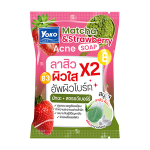 Jabón para el Acné Yoko Gold Matcha y Fresa 60g. Elaborado con Triple Ingrediente para Limpiar, Hidratar y Refrescar el Rostro - Product Image 1