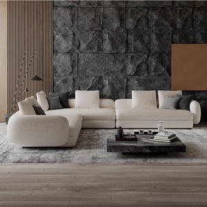 Sofá de tela de estilo crema moderno, lujosos sofás italianos de tres plazas para el hogar, sofás suaves, sofá de esquina de gama alta para sala de estar - Product Image 2