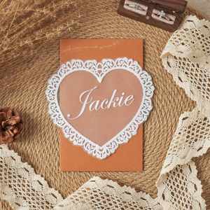 Heart-Shaped Lace Thermal Transfer Printed Wedding <b>Place</b> Reusable Custom Polyester Name <b>Cards</b> Romantic Table - Product Image 5