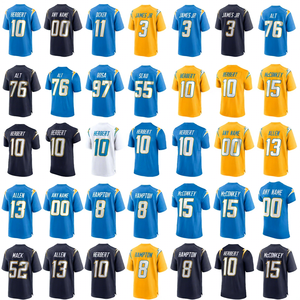 Jersey American Football Jahitan Draft 2025 Ukuran Besar Bahan Bernapas Cepat Kering Los Angeles 9 DJ Chark Jr 16 Bauman Tim Kustom - Product Image 1