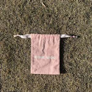 Chinese Factory Eco-Durable Dustproof Storage <b>Pouch</b> Pink Color Cotton <b>Drawstring</b> Bag With Ribbons - Product Image 4