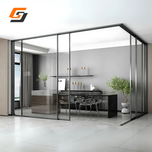 Cadre en alliage d'aluminium GS Modern Thermal Break Coin Double porte coulissante en verre - Product Image 3