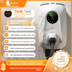7kW 2型电动汽车壁挂式充电器 CE/UKCA 认证 可调节 6-32A 家用壁挂式 5m 电缆 IP65 - Product Image 1